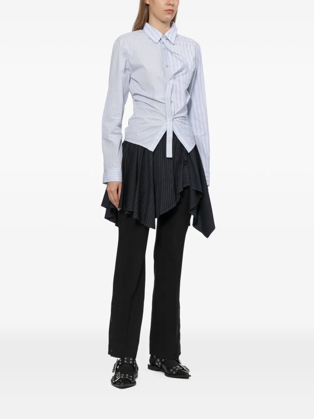 Andersson Bell Gestreepte gesmockte blouse Blauw