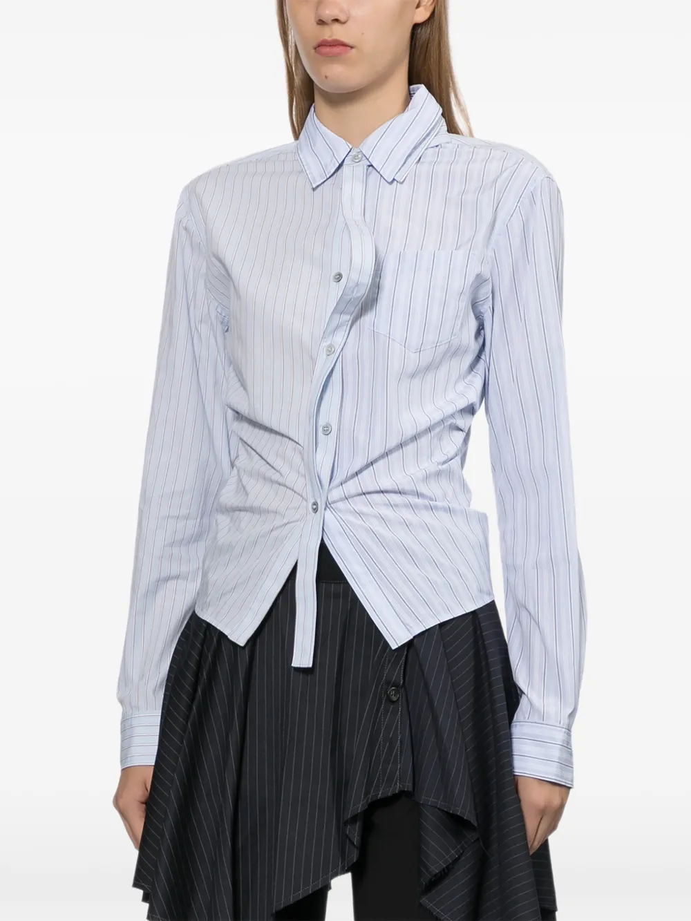 Andersson Bell Gestreepte gesmockte blouse Blauw