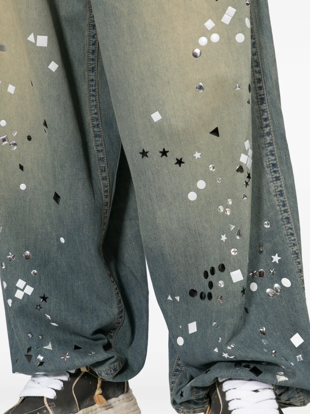 Maison MIHARA YASUHIRO Verfraaide broek met wijde pijpen Blauw