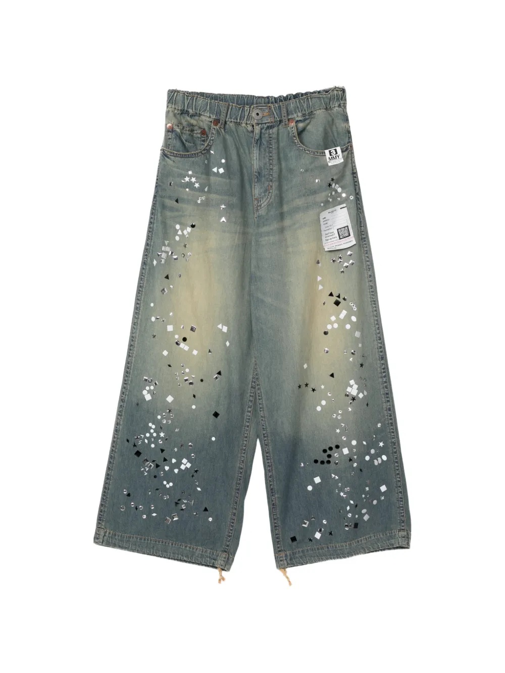 Maison MIHARA YASUHIRO Verfraaide broek met wijde pijpen Blauw
