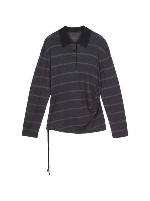 LESS striped drawstring polo top