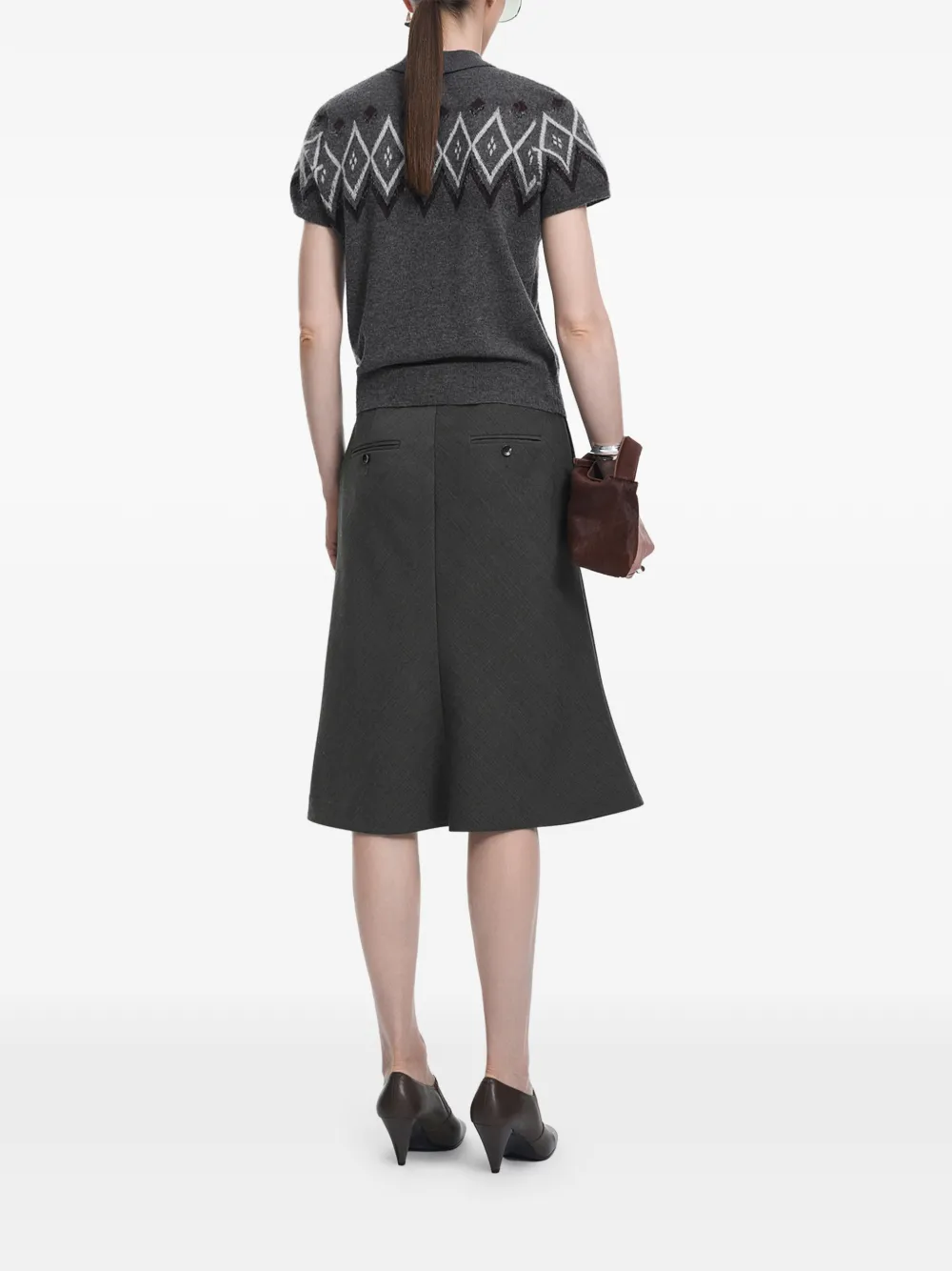 JNBY Trui met geometrisch jacquard en polokraag Grijs