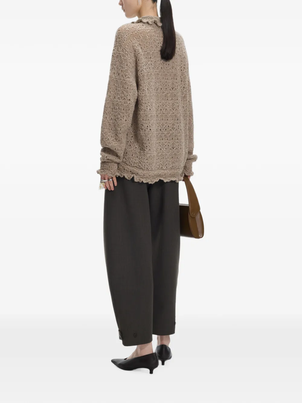 JNBY Opengebreide trui met ruches afwerking Beige