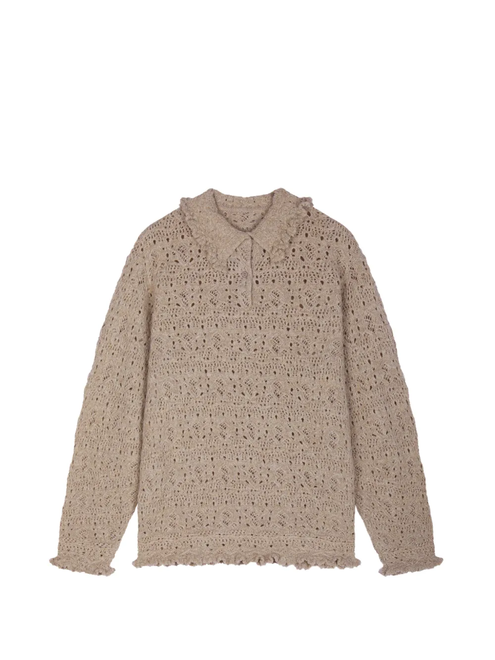 JNBY ruffle-trim open-knit sweater