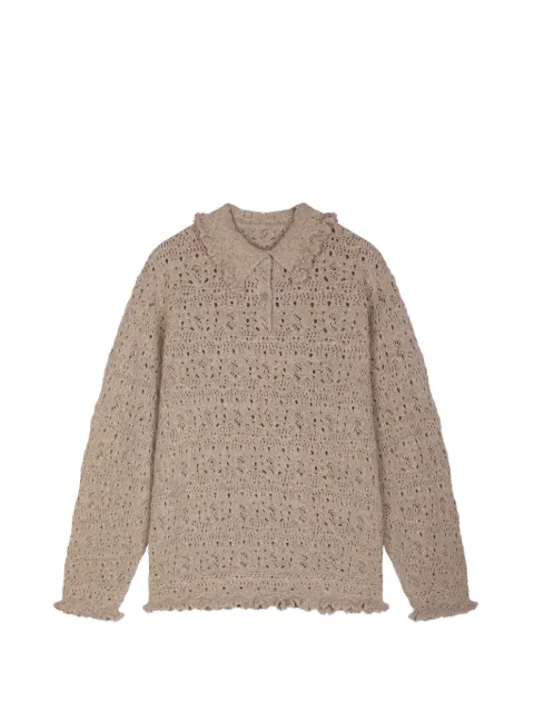 JNBY ruffle-trim open-knit sweater