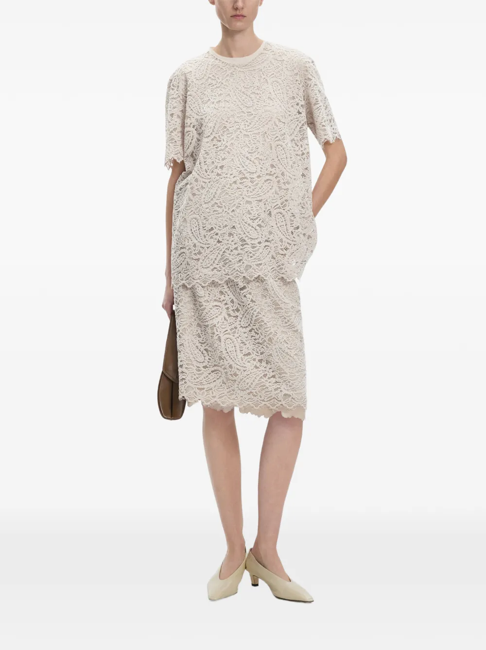 JNBY Midi-rok met geborduurd kant Wit