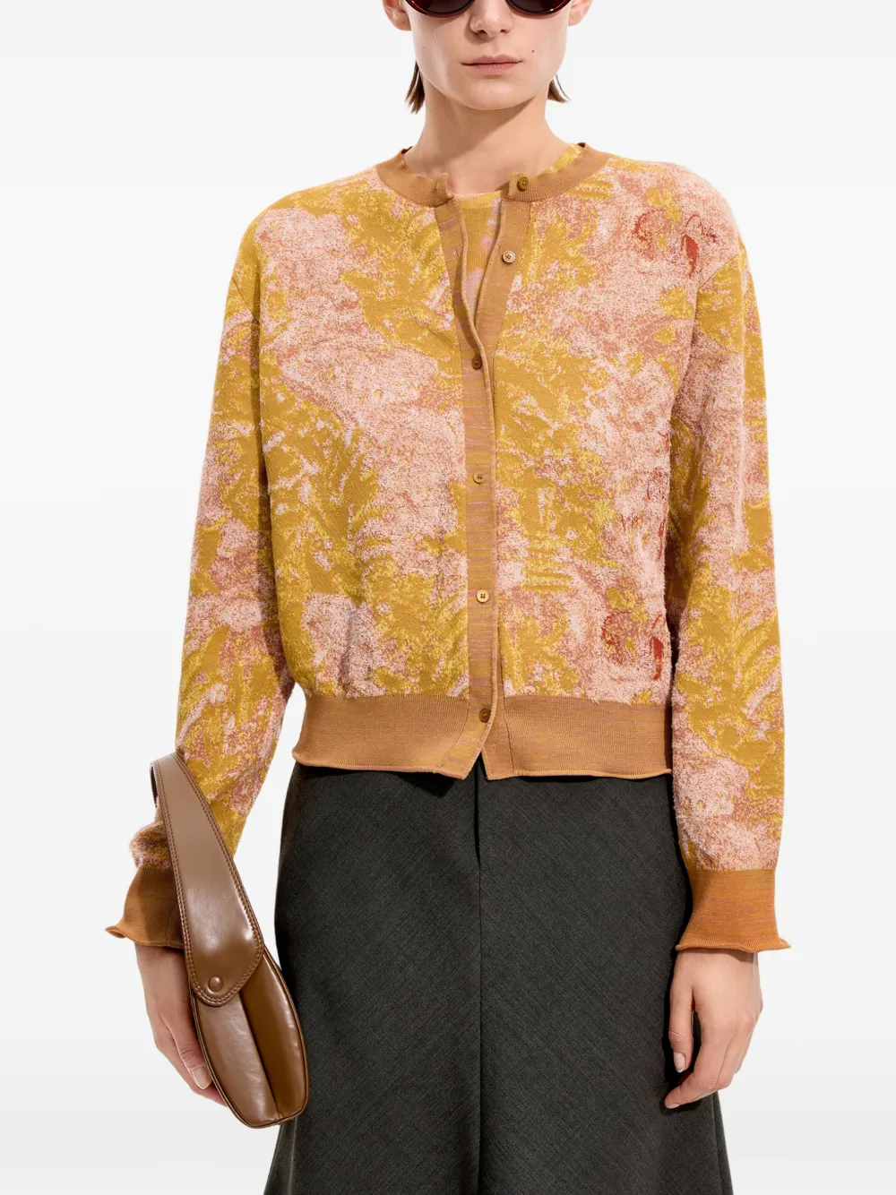 JNBY Gebreid cropped vest met jacquard Geel