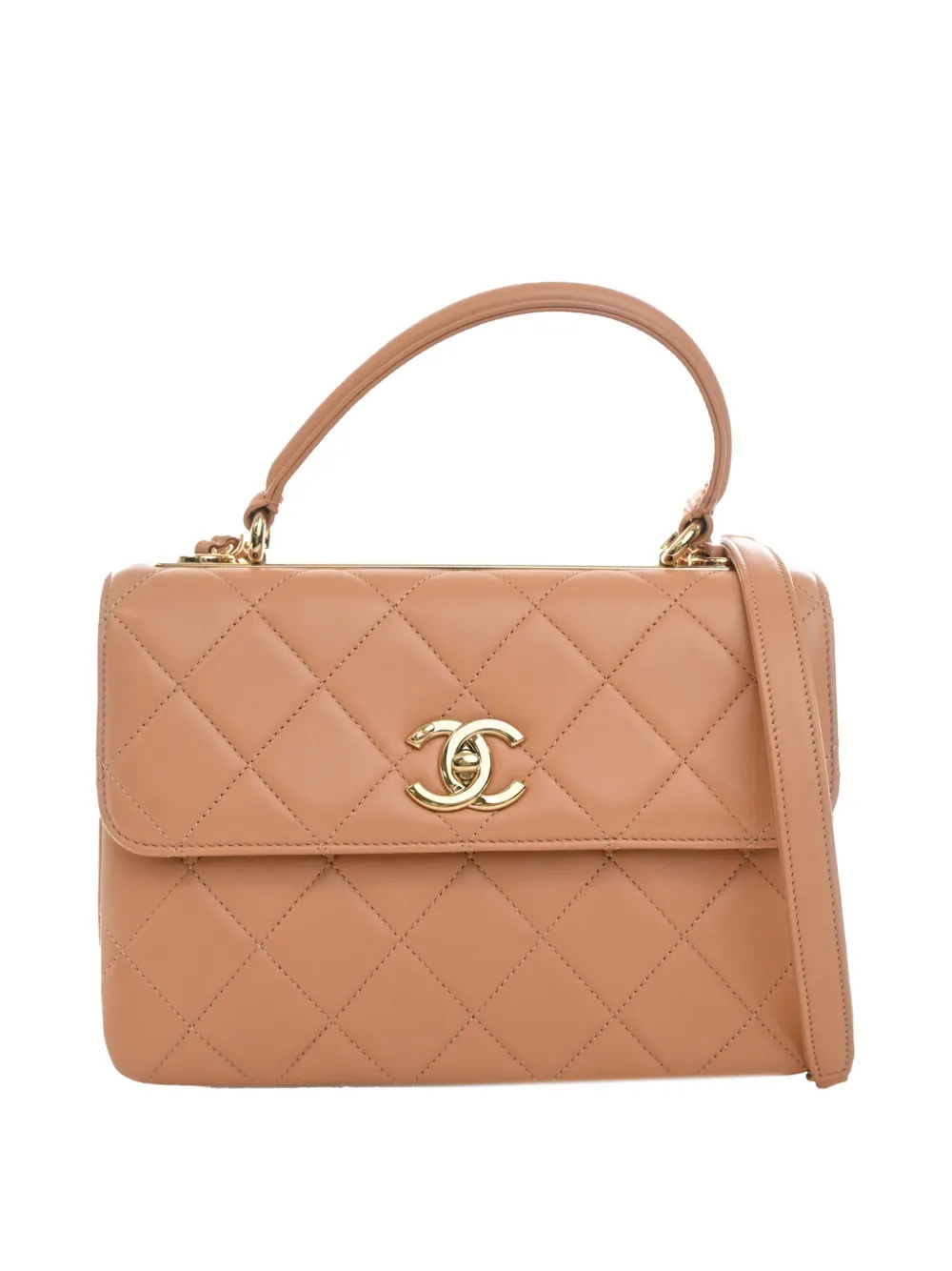 CHANEL Pre-Owned 2017-2018 Small Quilted Lambskin Trendy CC Top Handle Flap satchel - Toni neutri