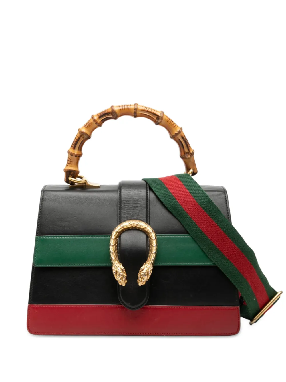 Gucci Pre-Owned 2016-2026 Medium Calfskin Bamboo Dionysus Web satchel - Nero