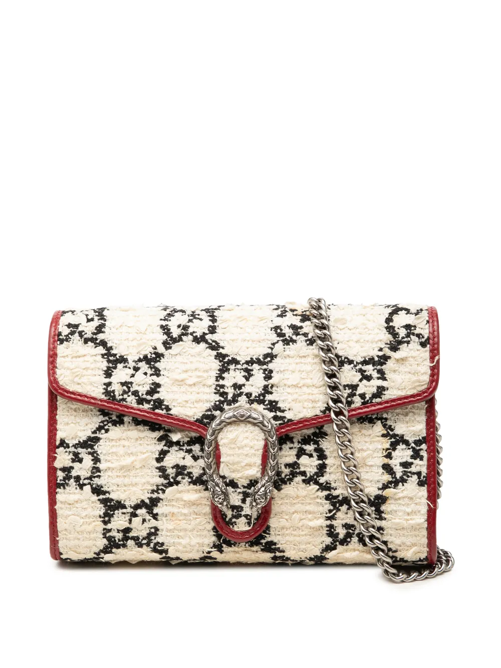 Gucci Pre-Owned 2000-2015 GG Tweed Dionysus Wallet on Chain crossbody bag - Bianco