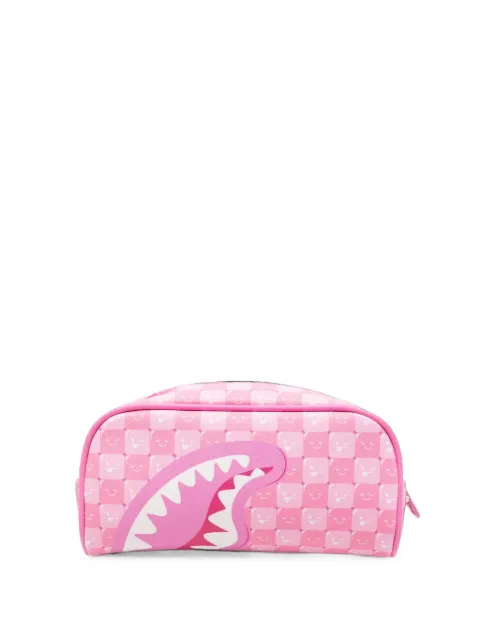 Sprayground Shark Mouth-motif checkered clutch bag