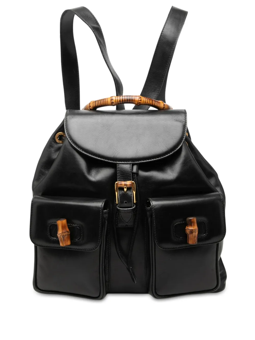 Gucci Pre-Owned 20th Century Large Calfskin Bamboo Drawstring backpack - Nero