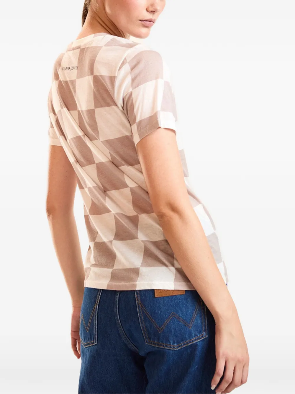 Victoria Beckham Geruit T-shirt Bruin
