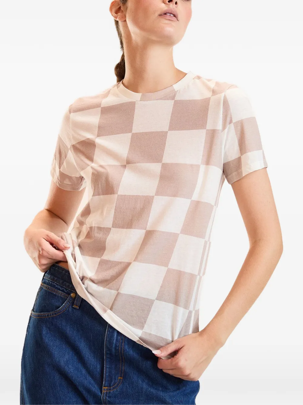 Victoria Beckham Geruit T-shirt Bruin