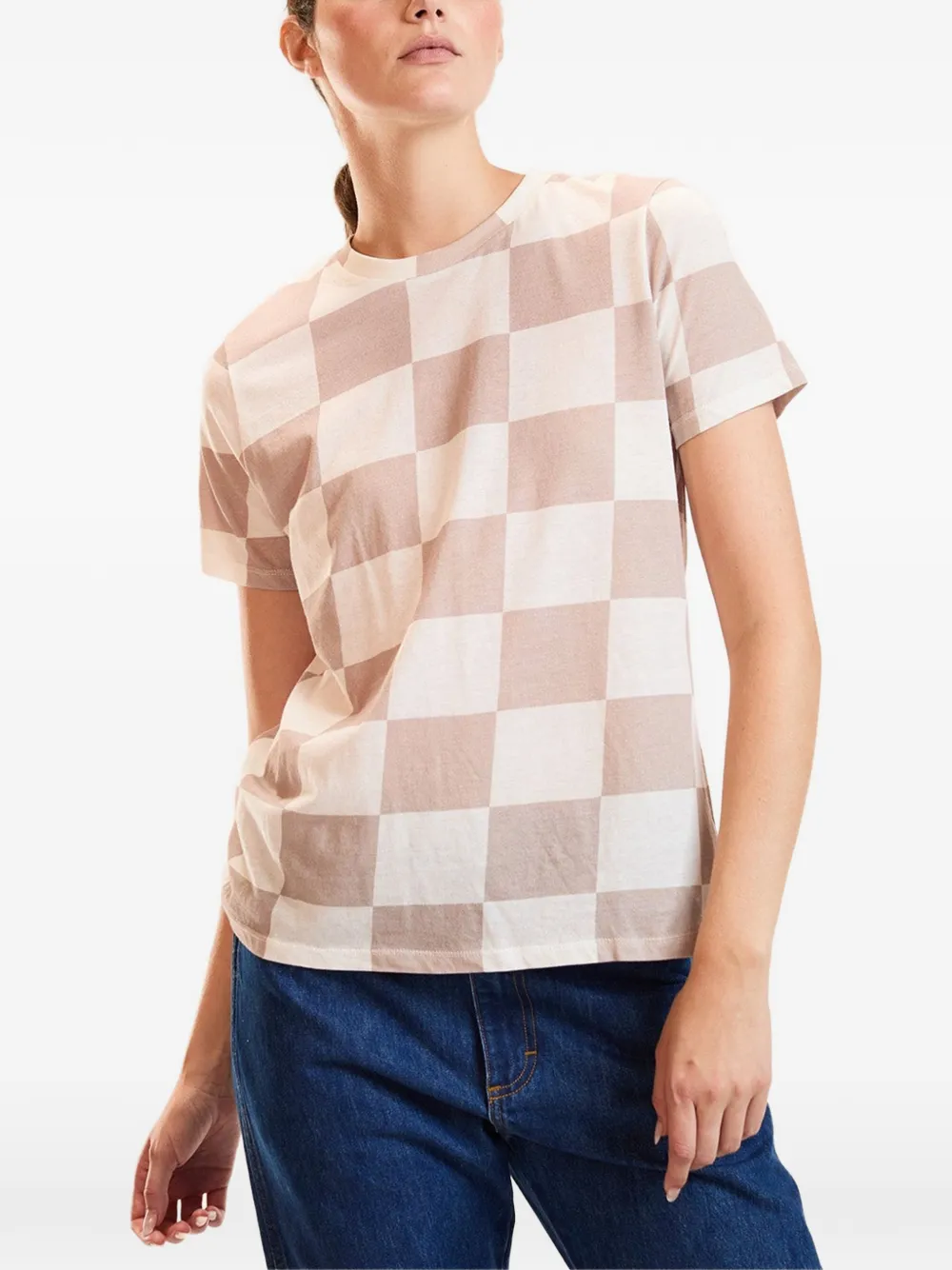 Victoria Beckham Geruit T-shirt Bruin