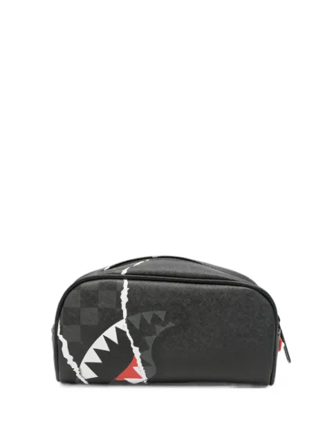 Sprayground Shark Mouth-motif checkered clutch bag