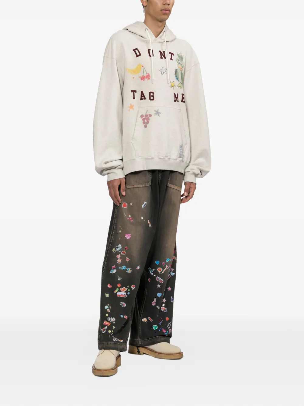 Maison MIHARA YASUHIRO Kids Doodle hoodie met print Beige