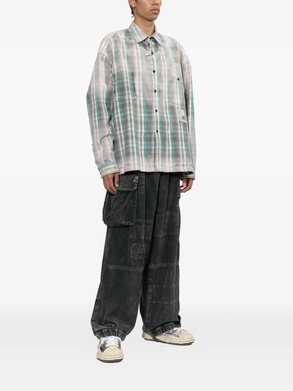 Maison MIHARA YASUHIRO Geruit overhemd met vintage-effect Groen
