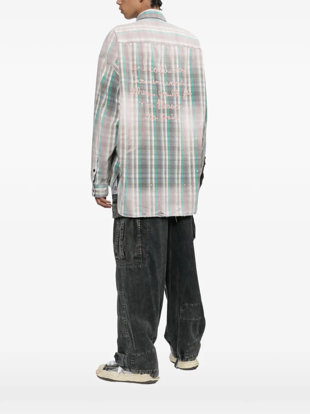 Maison MIHARA YASUHIRO Geruit overhemd met vintage-effect Groen