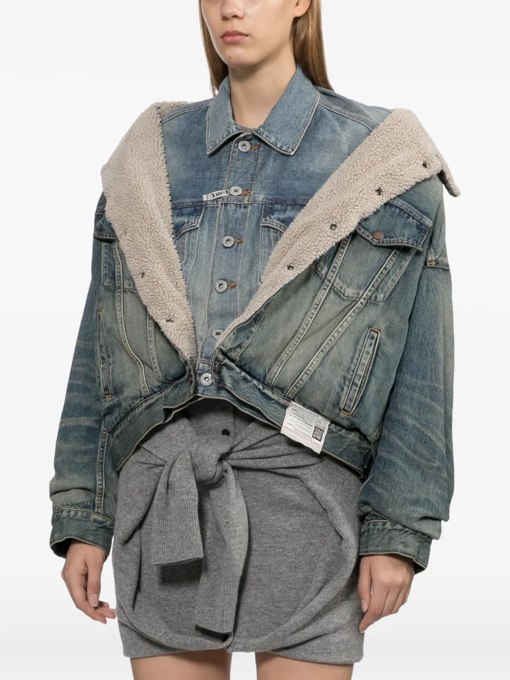 Maison MIHARA YASUHIRO shifted layered denim jacket Blauw
