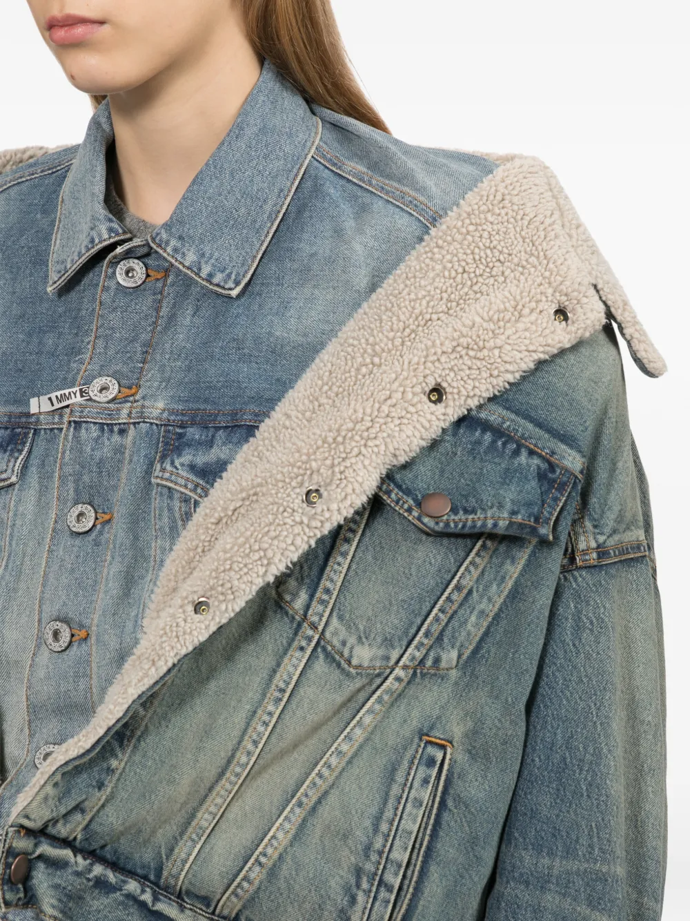 Maison MIHARA YASUHIRO shifted layered denim jacket Blauw