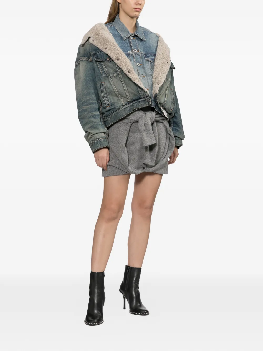 Maison MIHARA YASUHIRO shifted layered denim jacket Blauw