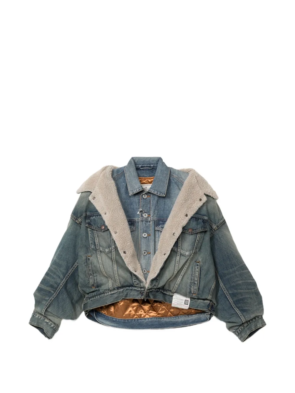 Maison MIHARA YASUHIRO veste en jean décalée à design superposé - Bleu Maison MIHARA YASUHIRO veste en jean décalée à design superposé - Bleu