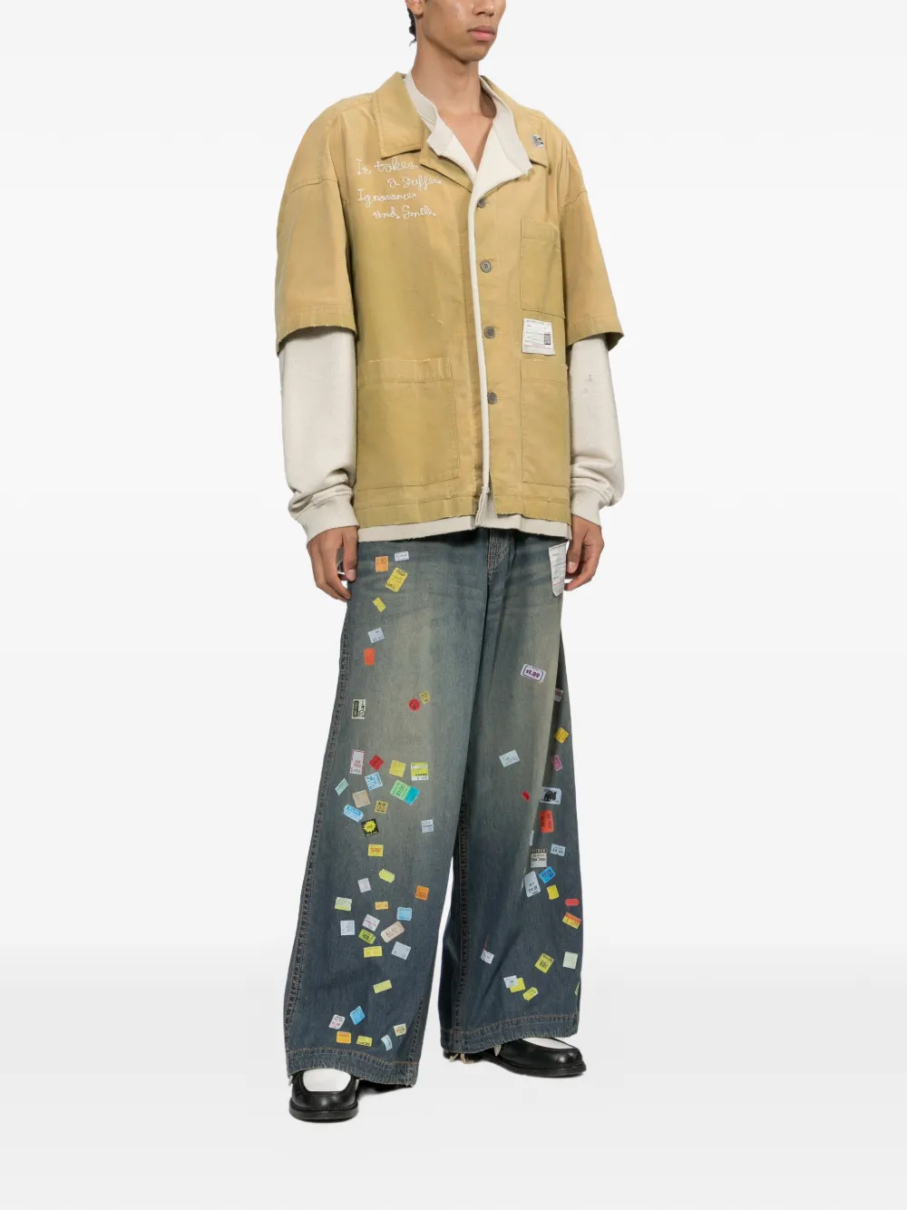Maison MIHARA YASUHIRO Jeans met prijskaartjesticker-print Blauw