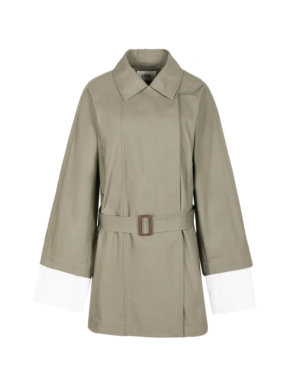 Less Belted Panelled-sleeve Trench Coat In Green