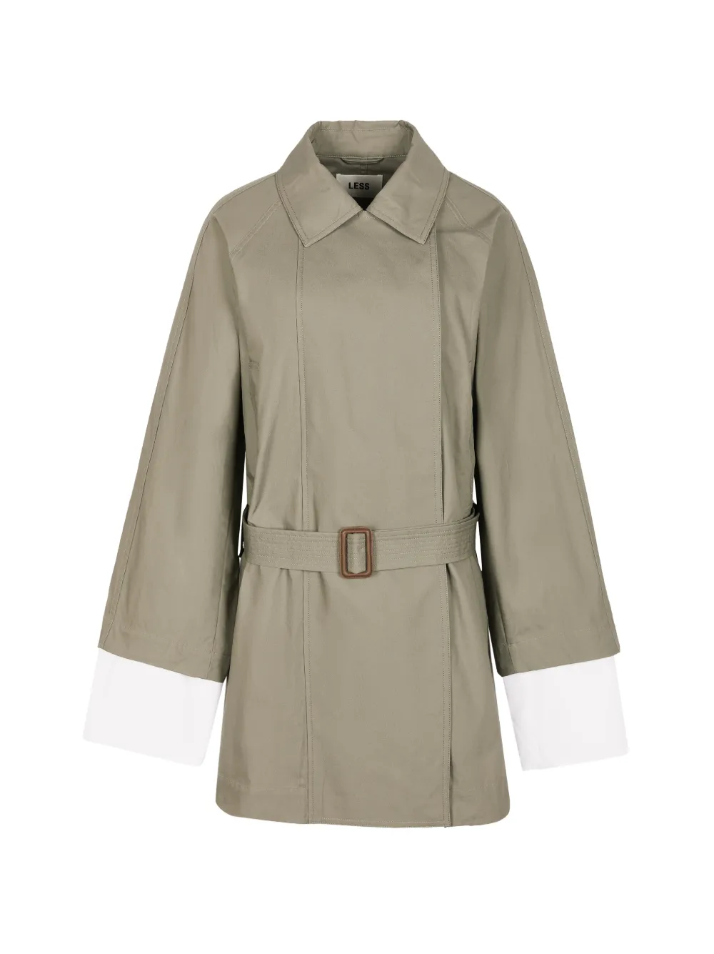 LESS belted panelled-sleeve trench coat - Verde