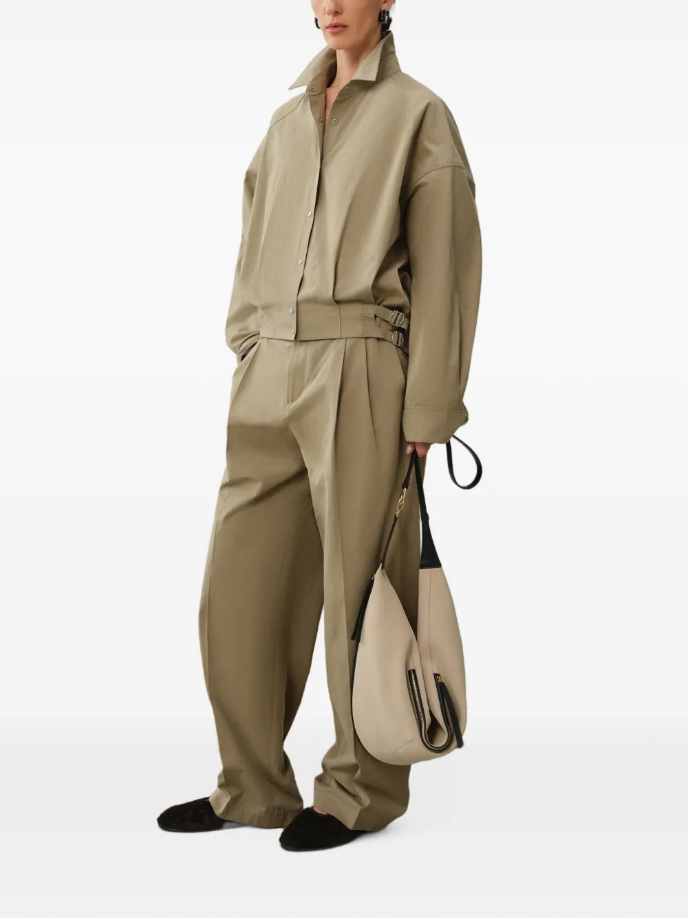 LESS Cropped jack met gesplus Beige