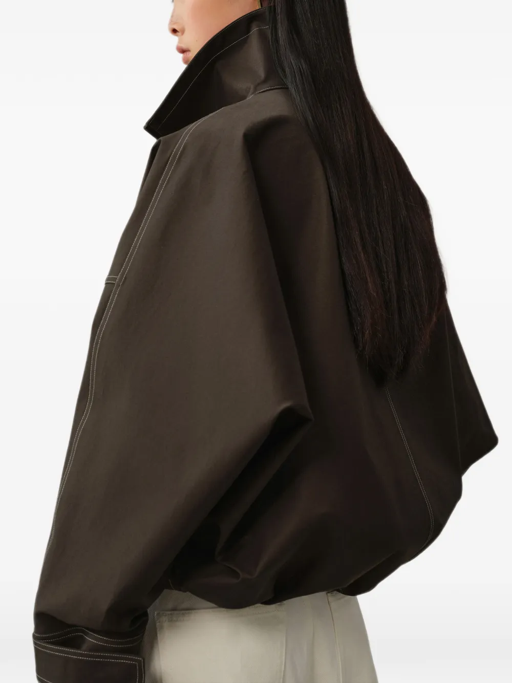 LESS T-silhouet jack met dolman mouwen Bruin