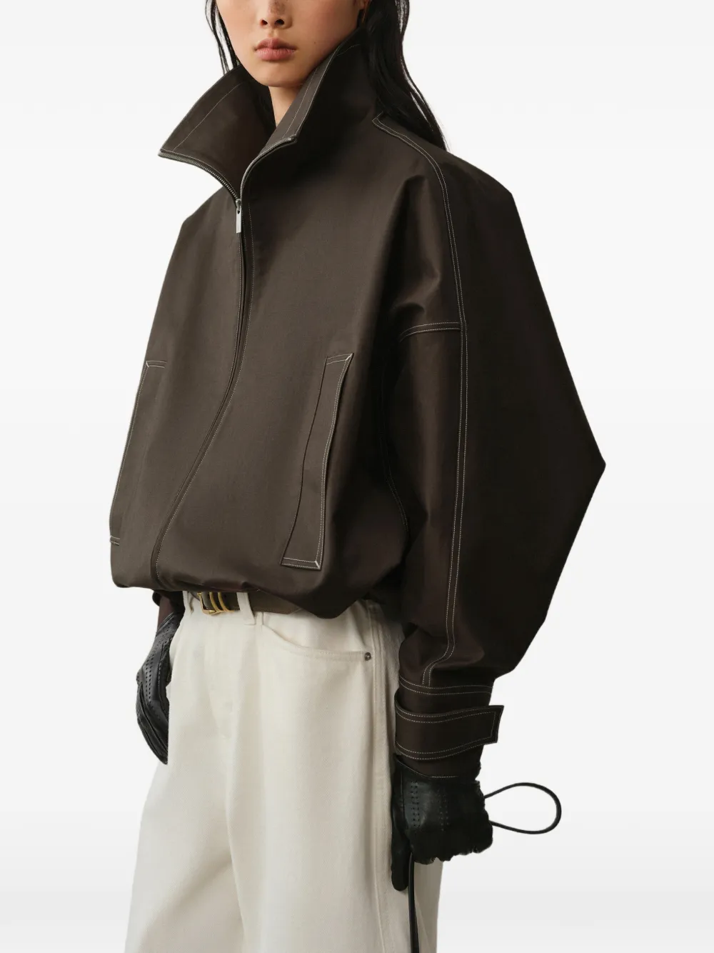 LESS T-silhouet jack met dolman mouwen Bruin