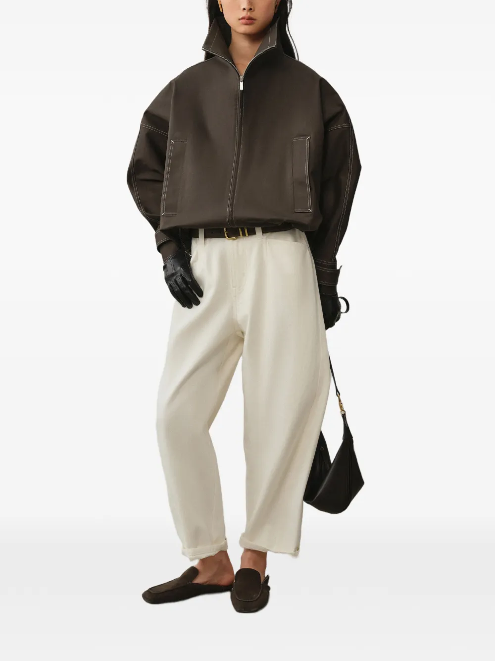 LESS T-silhouet jack met dolman mouwen Bruin