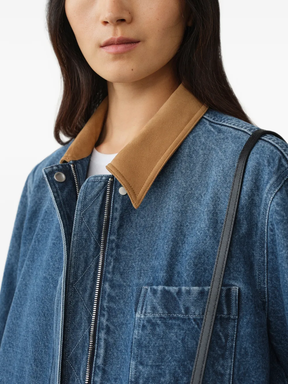 LESS Ruimvallend denim jack met contrasterende kraag Blauw