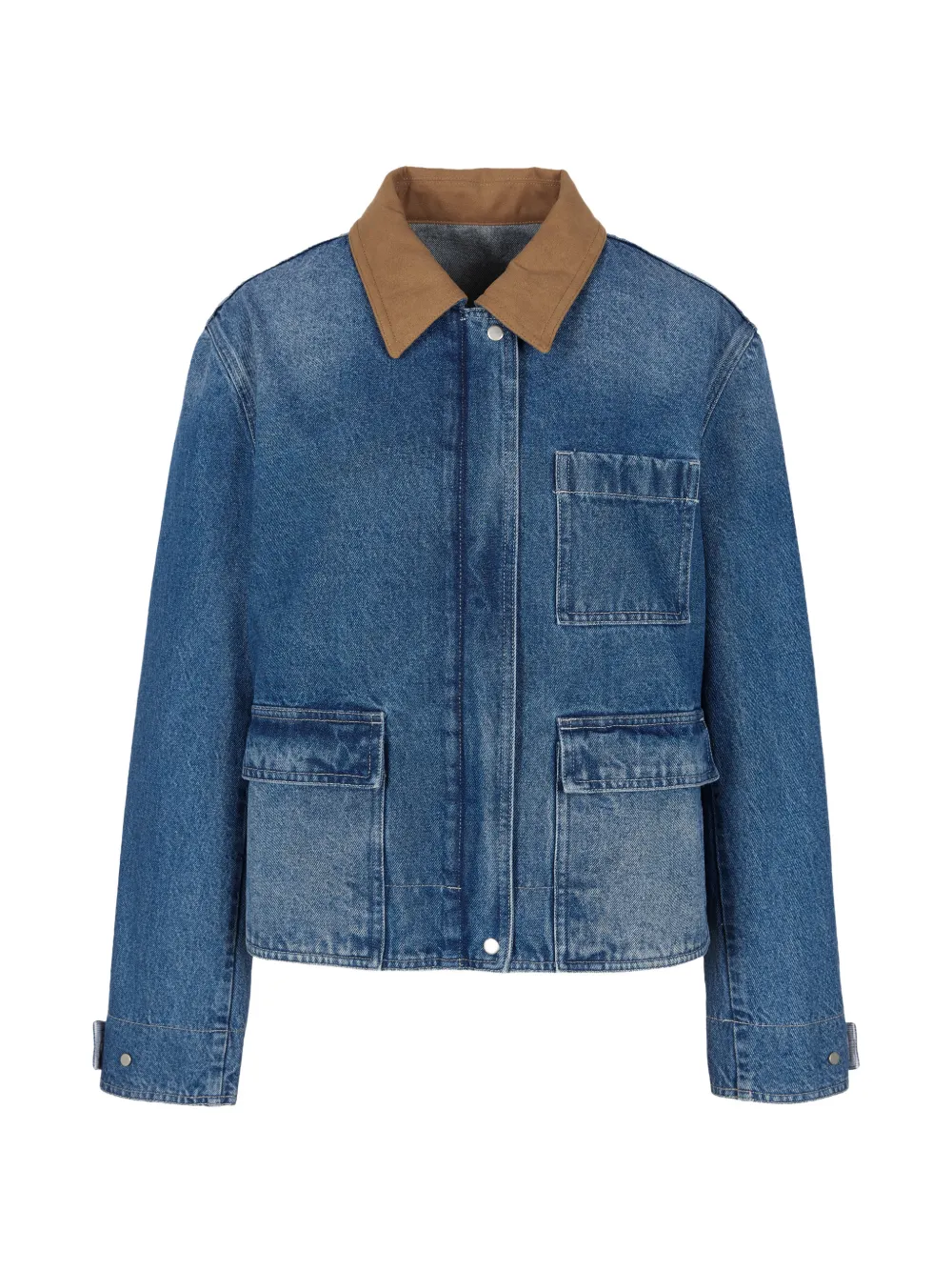 Less Contrast-collar Relaxed-fit Denim Jacket In Blue