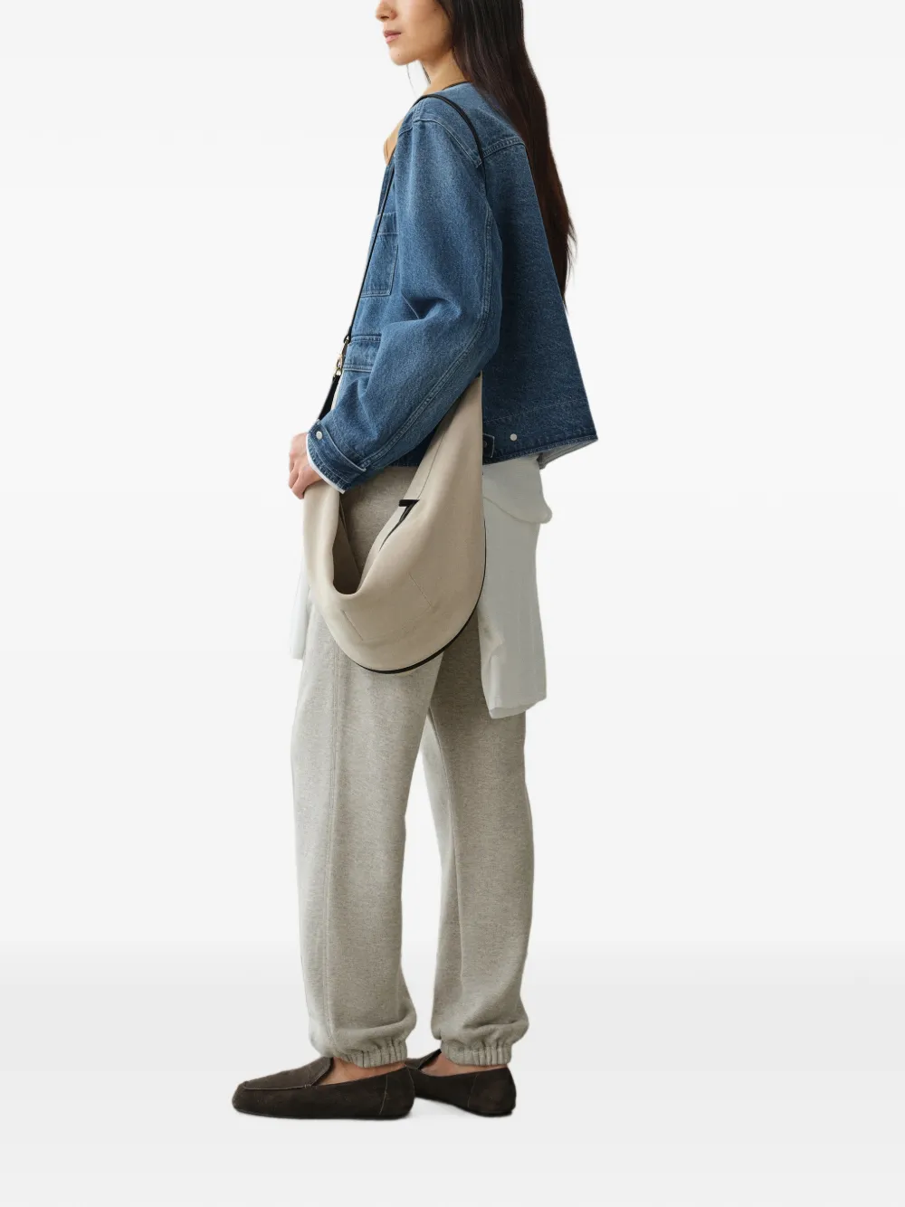 LESS Ruimvallend denim jack met contrasterende kraag Blauw