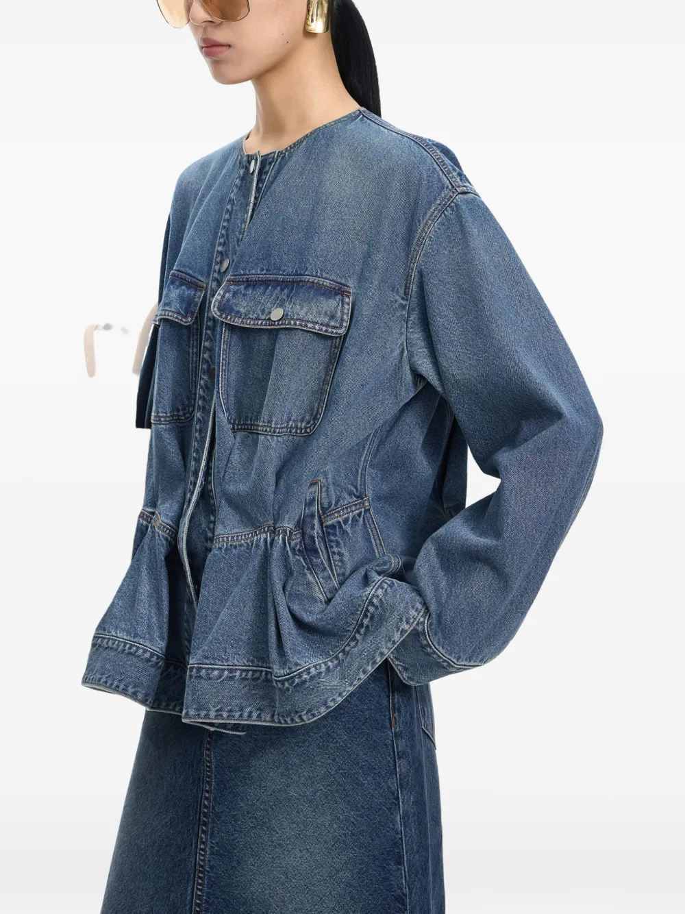 JNBY drawstring cargo-pocket denim jacket Blauw