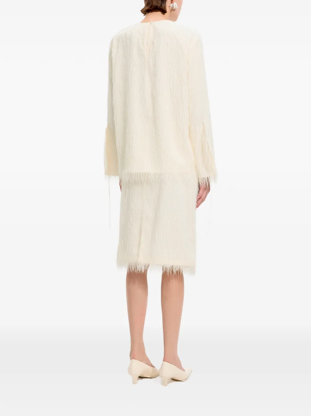 JNBY Top met franje-jacquard en lange mouwen Beige