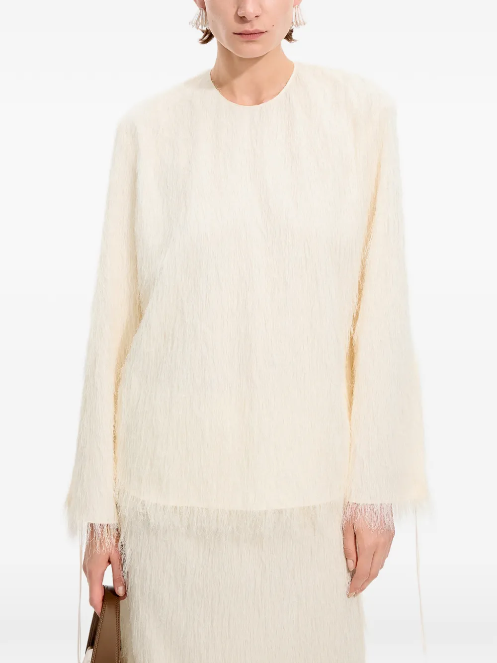 JNBY Top met franje-jacquard en lange mouwen Beige