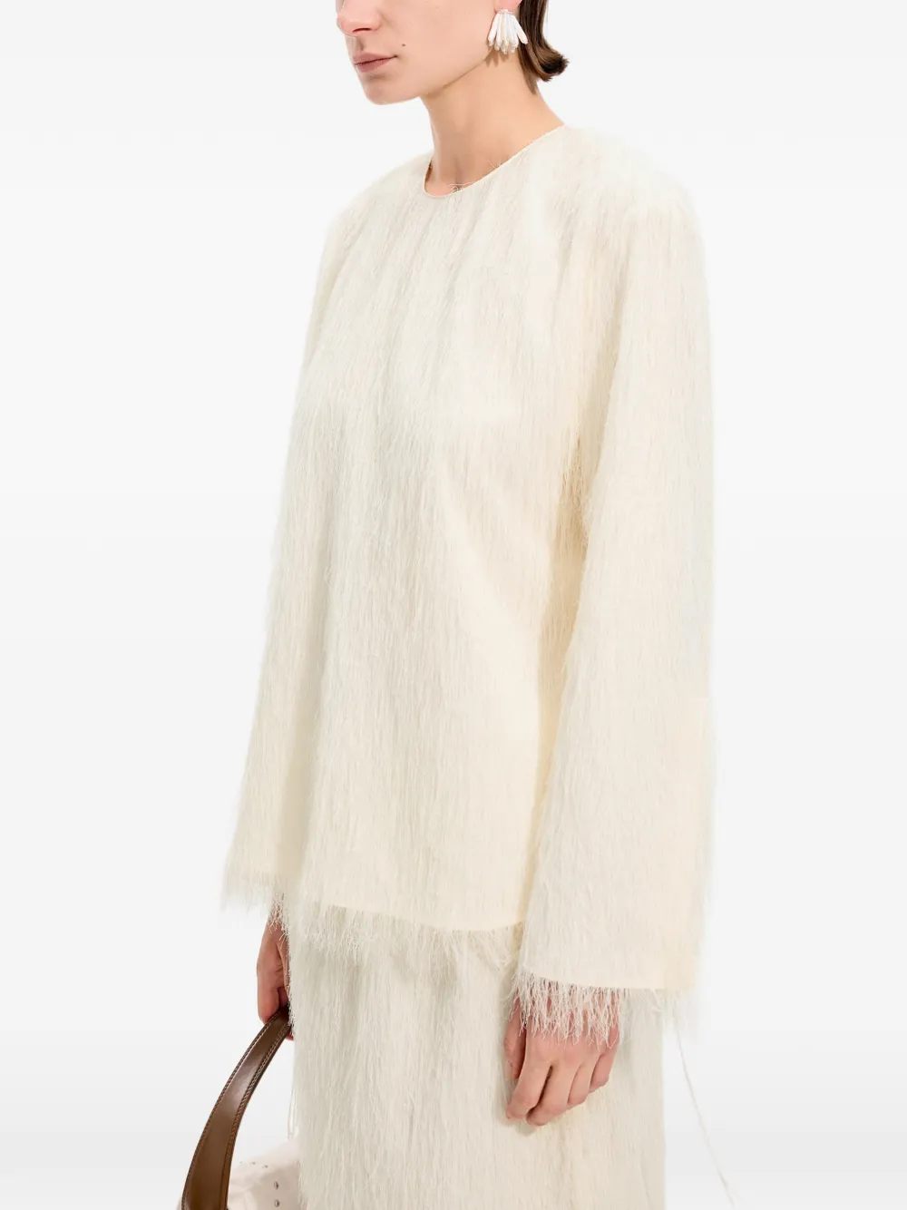 JNBY Top met franje-jacquard en lange mouwen Beige