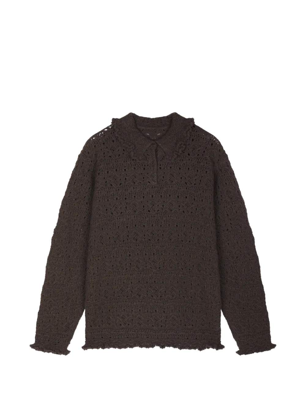 JNBY crochet-knit ruffled polo top