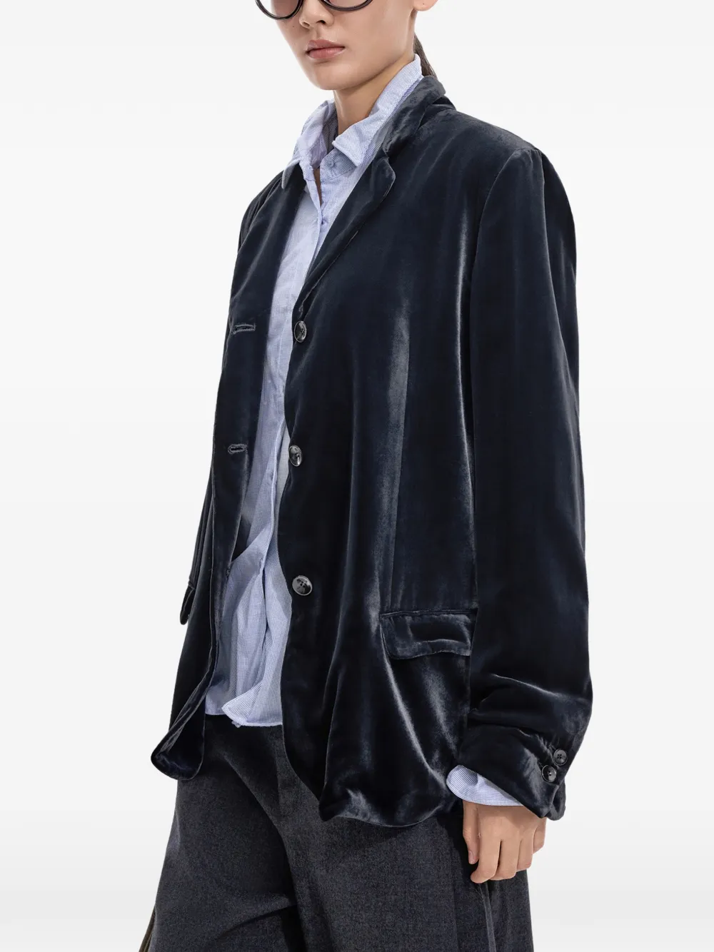 JNBY Fluwelen blazer met gedraaide zoom Blauw