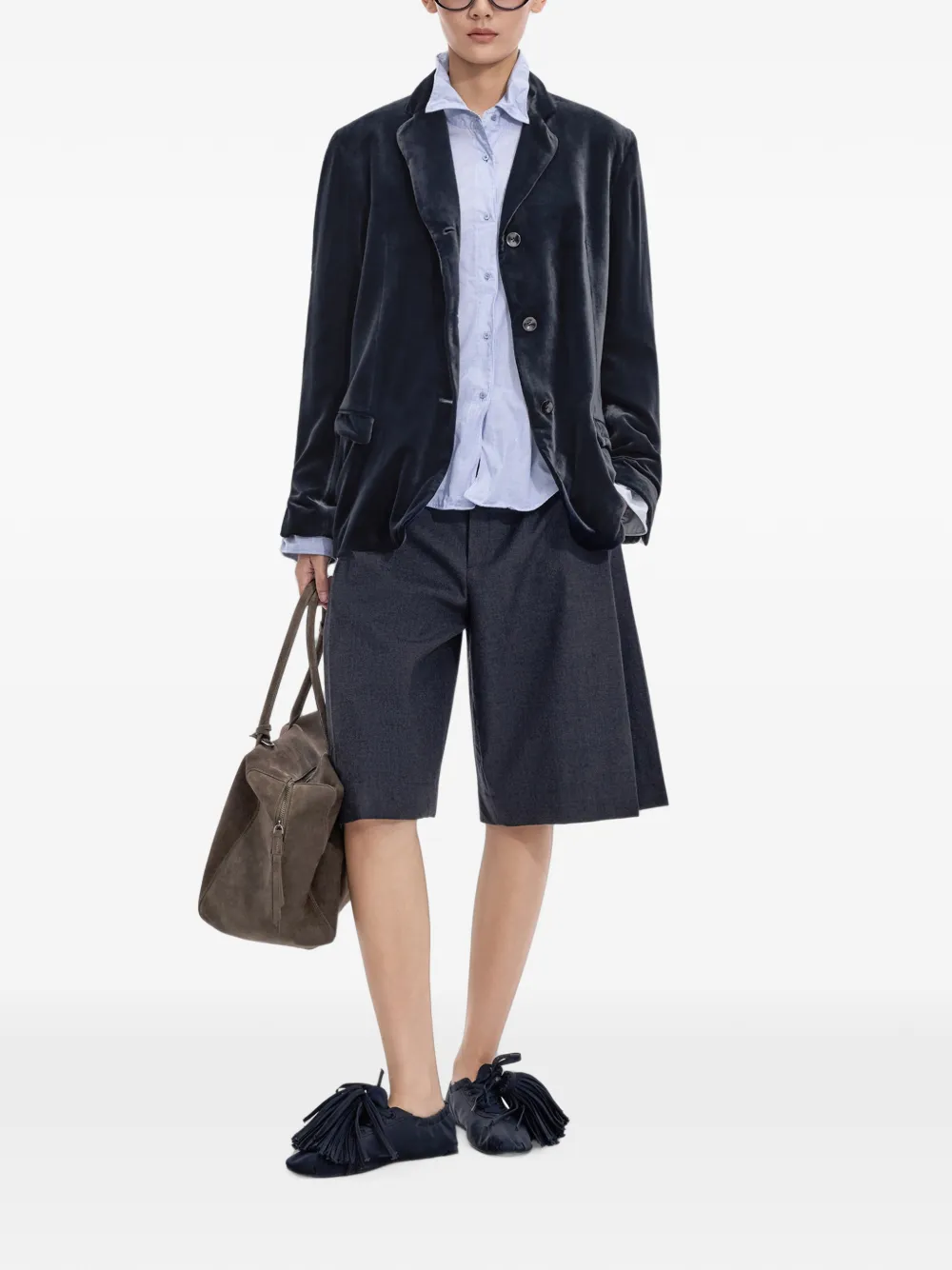 JNBY Fluwelen blazer met gedraaide zoom Blauw