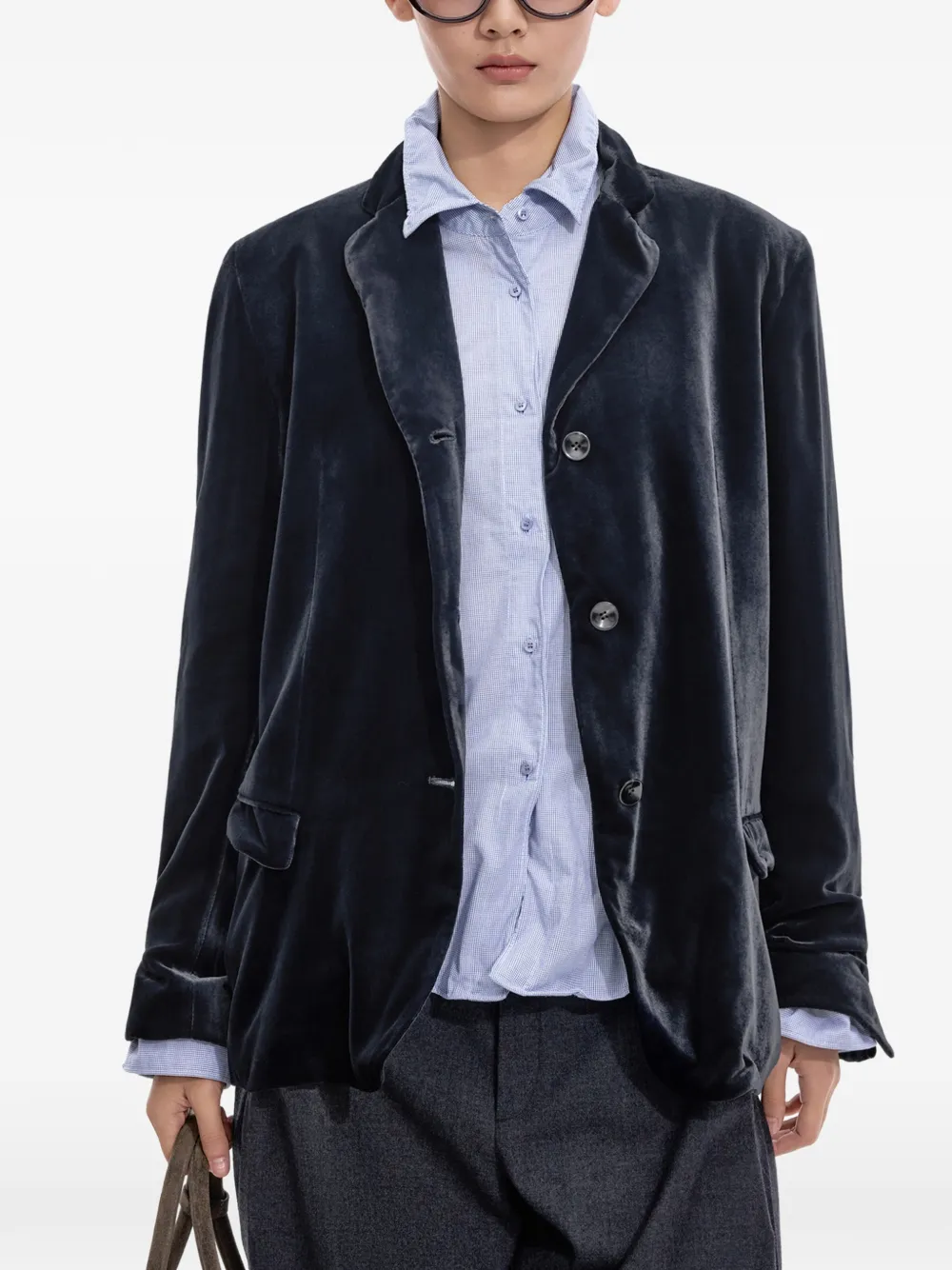 JNBY Fluwelen blazer met gedraaide zoom Blauw