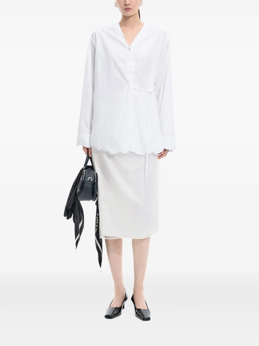 JNBY Gelaagde midi-rok met geborduurd mesh Beige