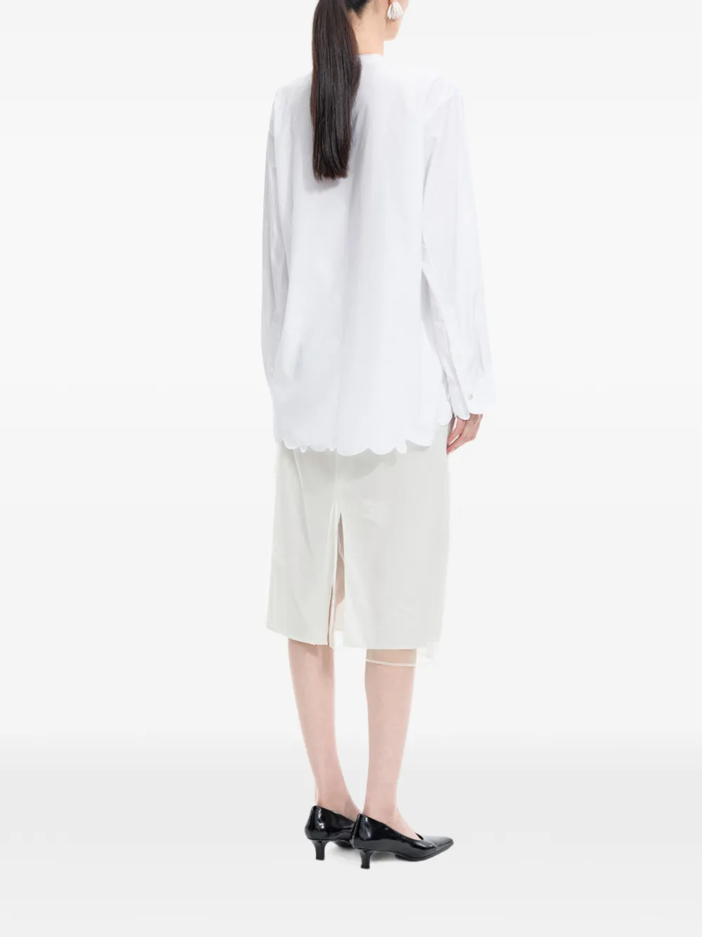 JNBY Gelaagde midi-rok met geborduurd mesh Beige