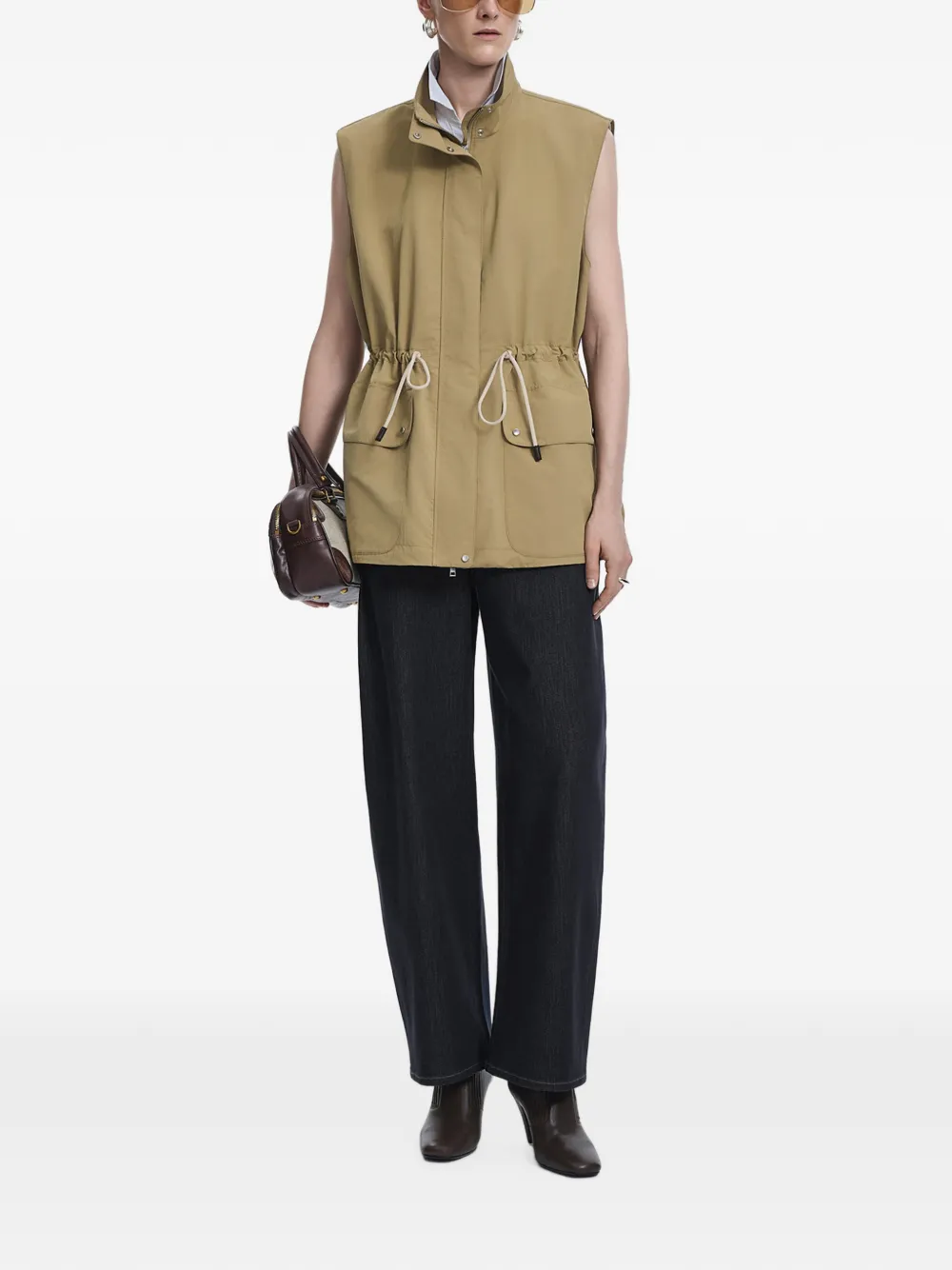 JNBY Top met cargo zak en trekkoord Beige