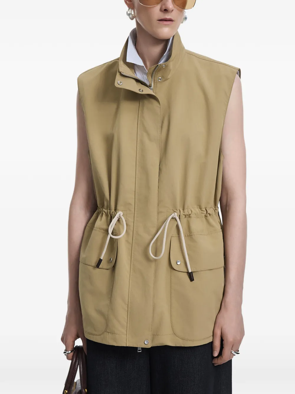 JNBY Top met cargo zak en trekkoord Beige