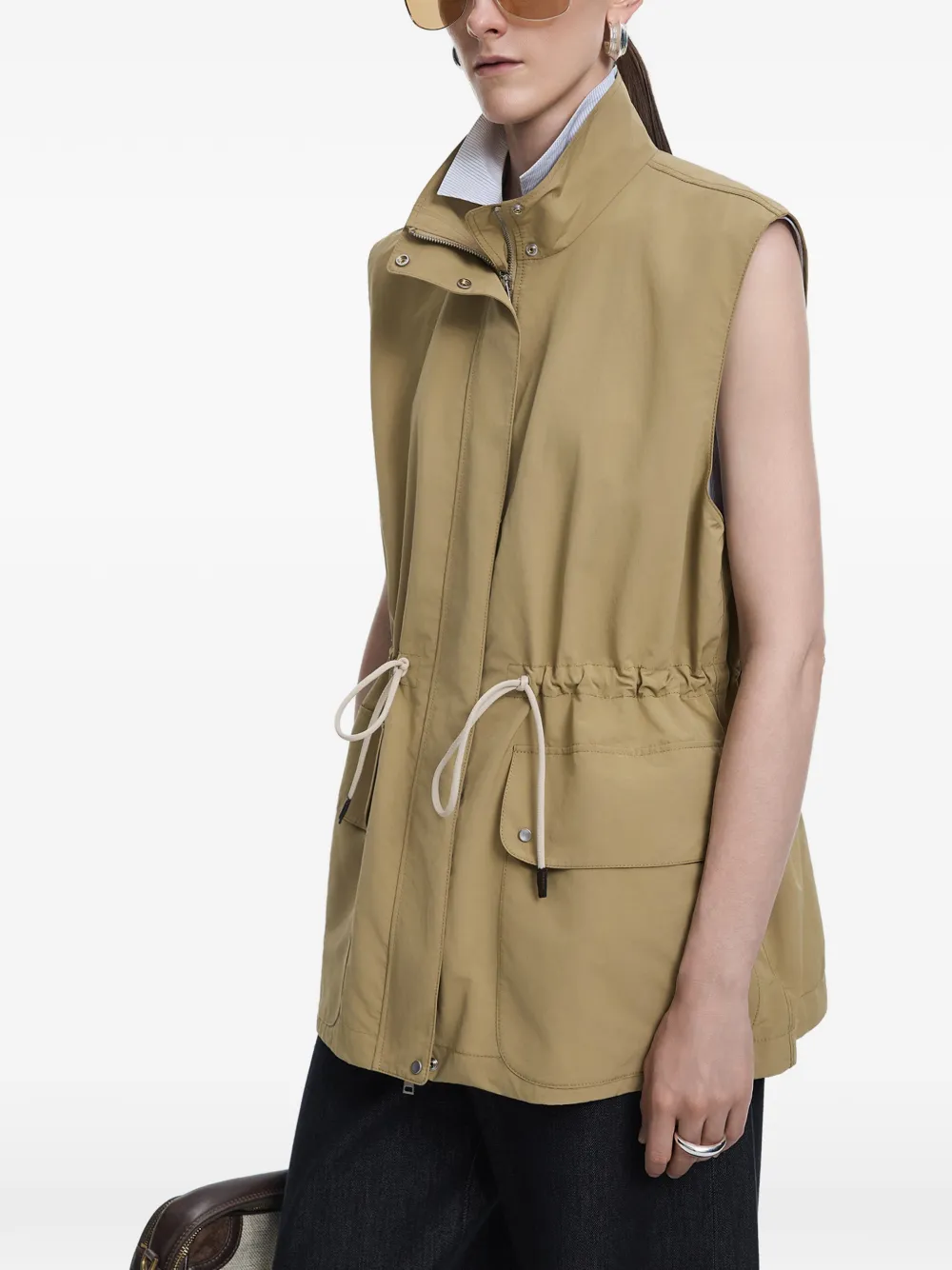 JNBY Top met cargo zak en trekkoord Beige
